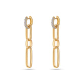 Yellow Gold Paper Clip Link Diamond Hoop Earrings - Dracakis Jewellers
